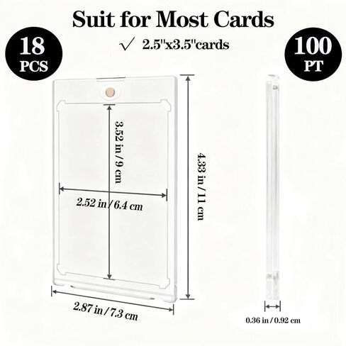18 Count Card Sleeves Hard Plastic, 100PT Magnetic Card Holders for Trading Cards Baseball Card Protector, Rigid Card Case for Collectible Game Cards, Standard Size Trading Sports Football Cards in Saudi Arabia