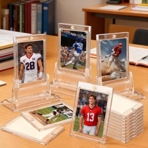 18 Count Card Sleeves Hard Plastic, 100PT Magnetic Card Holders for Trading Cards Baseball Card Protector, Rigid Card Case for Collectible Game Cards, Standard Size Trading Sports Football Cards in Saudi Arabia