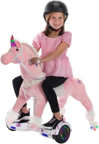 Power Pony Hoverboard Powered Riding Unicorn (Grace-Pink) | Soft Plush Wheeled Ride-On Toy for Kids Age 4+ in Saudi Arabia