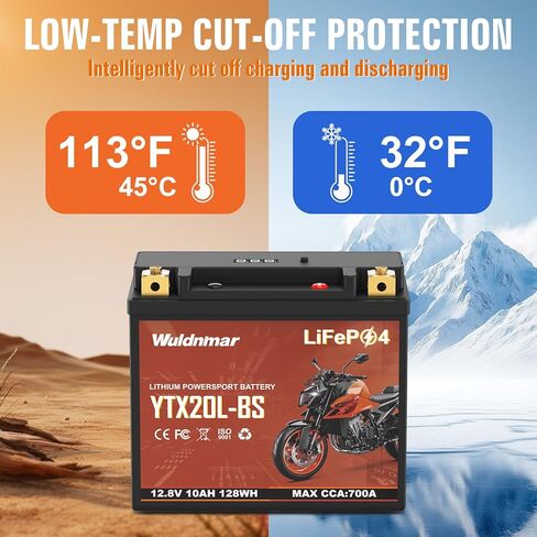 بطارية ليثيوم YTX20L-BS للدراجات النارية، بطارية LiFePO4 بقدرة 12 فولت 10 أمبير مع 800 أمبير CCA، BMS مدمج، بديل لمولد جزازة العشب ATV UTV Jet Ski Snowmobile Harley Riding Lawn Mower in Kuwait