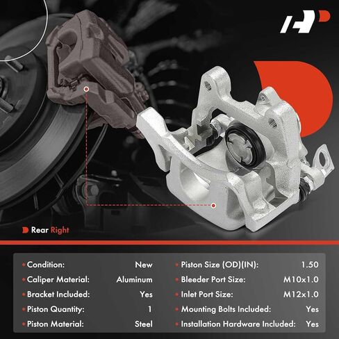 A-Premium Disc Brake Caliper Assembly with Bracket Compatible with Volkswagen Passat 2008-2009, Passat CC 2009, CC 2009/2012, Rear Right Passenger Side in Kuwait