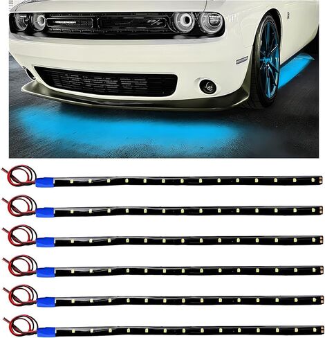 6PCS 15 LED Strip Underbody Light, 1Ft 12V Flexible Car LED Underglow Accent Light w/ 6 Inch Wire, Waterproof Under Body Lamp Strip Cuttable Decor for Cars Trucks Motorcycles (Yellow) in Saudi Arabia
