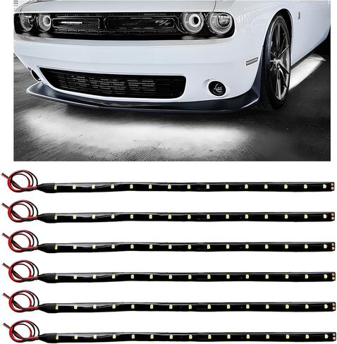 6PCS 15 LED Strip Underbody Light, 1Ft 12V Flexible Car LED Underglow Accent Light w/ 6 Inch Wire, Waterproof Under Body Lamp Strip Cuttable Decor for Cars Trucks Motorcycles (Yellow) in Saudi Arabia