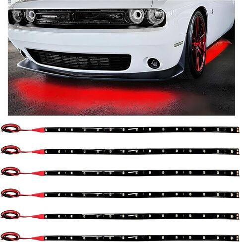 6PCS 15 LED Strip Underbody Light, 1Ft 12V Flexible Car LED Underglow Accent Light w/ 6 Inch Wire, Waterproof Under Body Lamp Strip Cuttable Decor for Cars Trucks Motorcycles (Yellow) in Saudi Arabia