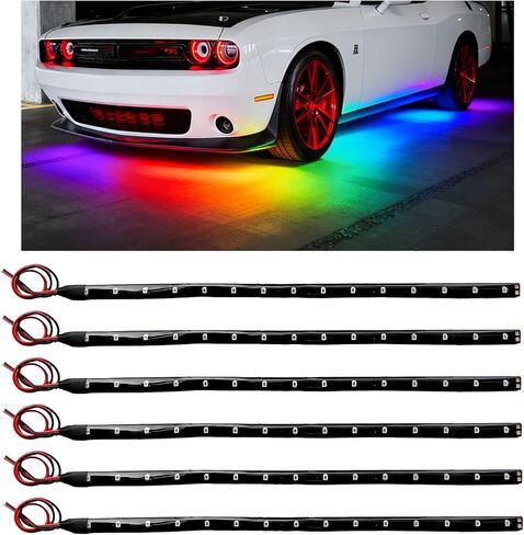 6PCS 15 LED Strip Underbody Light, 1Ft 12V Flexible Car LED Underglow Accent Light w/ 6 Inch Wire, Waterproof Under Body Lamp Strip Cuttable Decor for Cars Trucks Motorcycles (Yellow) in Saudi Arabia