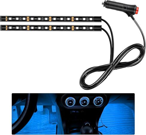 Car LED Strip Light, 12V 24 LEDs Neon Ambient Lighting Night Light w/Cigarette Adapter Plug, Under Dash Atmosphere Lights Decorative Lamp (Ice Blue, USB Port) in Saudi Arabia