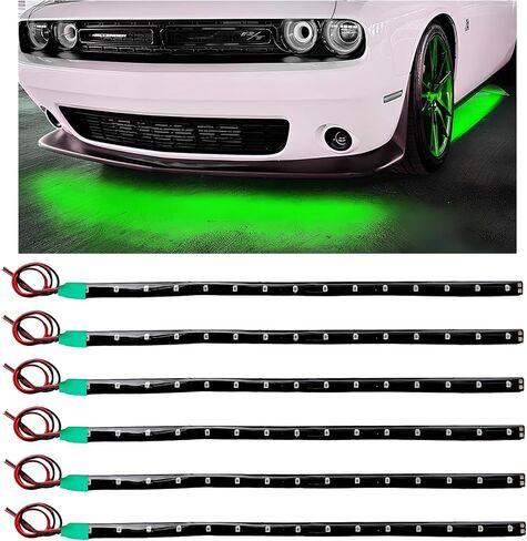 6PCS 15 LED Strip Underbody Light, 1Ft 12V Flexible Car LED Underglow Accent Light w/ 6 Inch Wire, Waterproof Under Body Lamp Strip Cuttable Decor for Cars Trucks Motorcycles (Yellow) in Saudi Arabia