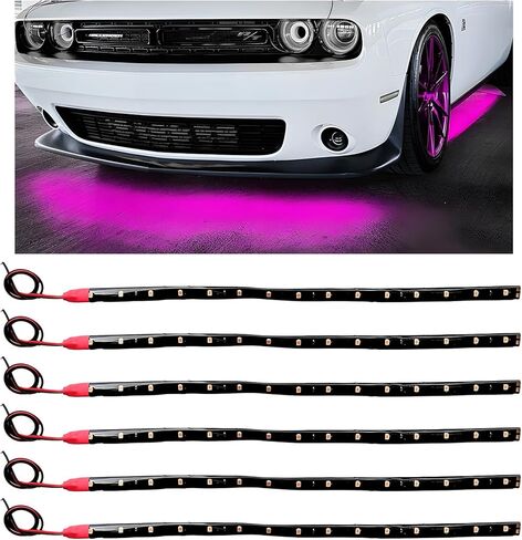 6PCS 15 LED Strip Underbody Light, 1Ft 12V Flexible Car LED Underglow Accent Light w/ 6 Inch Wire, Waterproof Under Body Lamp Strip Cuttable Decor for Cars Trucks Motorcycles (Yellow) in Saudi Arabia
