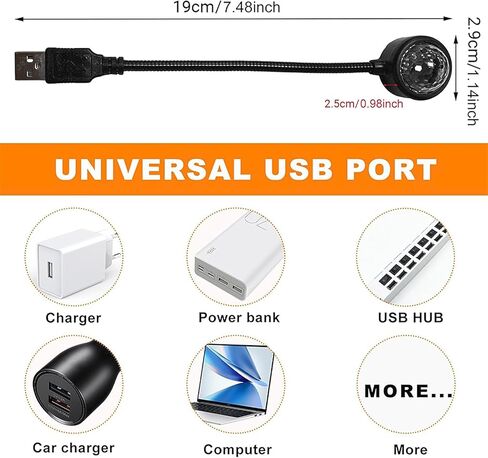Car LED Music Rhythm Projector Lamp USB Powered Ambient Star Ceiling Light for Car Interior Date Nights Road Trips Parties, Black in Kuwait