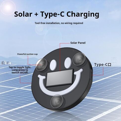 2 PCS Solar Powered Car LED Ambient Light, Cute Neon Smiley Lights for Car Interior with 5 Modes, Wireless Auto Atmosphere Lamp for Back Window Decoration & Romantic Gifts (2) in Saudi Arabia