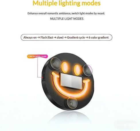 2 PCS Solar Powered Car LED Ambient Light, Cute Neon Smiley Lights for Car Interior with 5 Modes, Wireless Auto Atmosphere Lamp for Back Window Decoration & Romantic Gifts (2) in Saudi Arabia