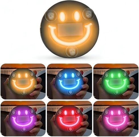 2 PCS Solar Powered Car LED Ambient Light, Cute Neon Smiley Lights for Car Interior with 5 Modes, Wireless Auto Atmosphere Lamp for Back Window Decoration & Romantic Gifts (2) in Saudi Arabia