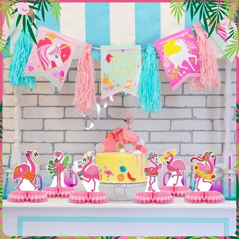 12 Pcs Flamingo Centerpieces for Tables Pink Flamingo Birthday Decorations Hawaii Luau Honeycomb Centerpieces Summer Tropical Aloha Table Toppers for Birthday Party Supplies in Kuwait