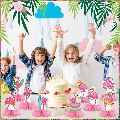 12 Pcs Flamingo Centerpieces for Tables Pink Flamingo Birthday Decorations Hawaii Luau Honeycomb Centerpieces Summer Tropical Aloha Table Toppers for Birthday Party Supplies in Kuwait
