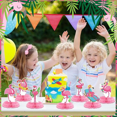 12 Pcs Flamingo Centerpieces for Tables Pink Flamingo Birthday Decorations Hawaii Luau Honeycomb Centerpieces Summer Tropical Aloha Table Toppers for Birthday Party Supplies in Kuwait