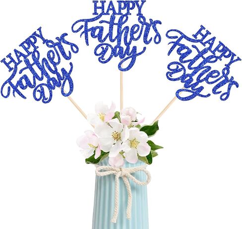 12 Pack Happy Father's Day Party Decorations Happy Father's Day Centerpieces for Tables Best Dad Ever Dad Birthday Picks for Happy Father's Day Party Table Decorations Blue in Kuwait