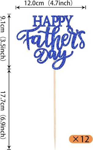 12 Pack Happy Father's Day Party Decorations Happy Father's Day Centerpieces for Tables Best Dad Ever Dad Birthday Picks for Happy Father's Day Party Table Decorations Blue in Kuwait