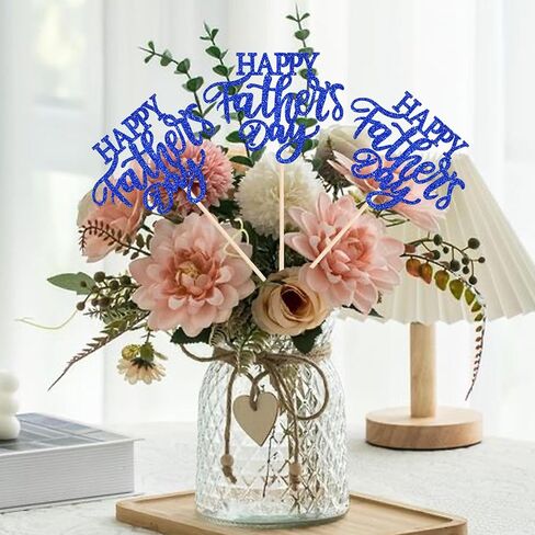 12 Pack Happy Father's Day Party Decorations Happy Father's Day Centerpieces for Tables Best Dad Ever Dad Birthday Picks for Happy Father's Day Party Table Decorations Blue in Kuwait