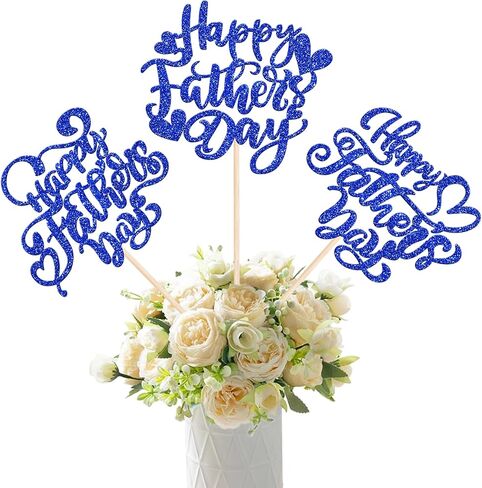 12 Pack Happy Father's Day Party Decorations Happy Father's Day Centerpieces for Tables Best Dad Ever Dad Birthday Picks for Happy Father's Day Party Table Decorations Blue in Kuwait