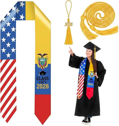Graduation Stole Class of 2024 Graduation Sash with Cap Tassel Gold Graduation Cords for International Students in Saudi Arabia