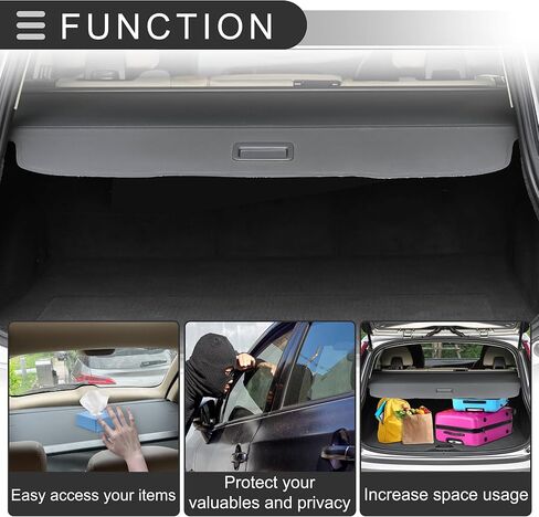 Motoforti Car Trunk Retractable Cargo Cover for Mazda CX-7 2007-2012 Rear Trunk Parcel Shelf Luggage Security Shield Shade, Canvas, Carbon Fiber Black in Kuwait