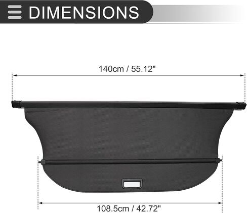 Motoforti Car Trunk Retractable Cargo Cover for Mazda CX-7 2007-2012 Rear Trunk Parcel Shelf Luggage Security Shield Shade, Canvas, Carbon Fiber Black in Kuwait