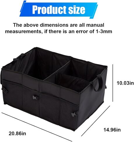 ZIMISI Car Trunk Organizer, Waterproof 600D Oxford Cloth Backseat Car Organizer, Large-capacity Collapsible Multi Compartment Automotive Consoles & Organizers, Travel Accessories for Most Cars (Black) in Kuwait