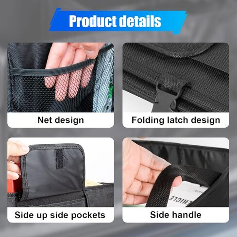 ZIMISI Car Trunk Organizer, Waterproof 600D Oxford Cloth Backseat Car Organizer, Large-capacity Collapsible Multi Compartment Automotive Consoles & Organizers, Travel Accessories for Most Cars (Black) in Kuwait