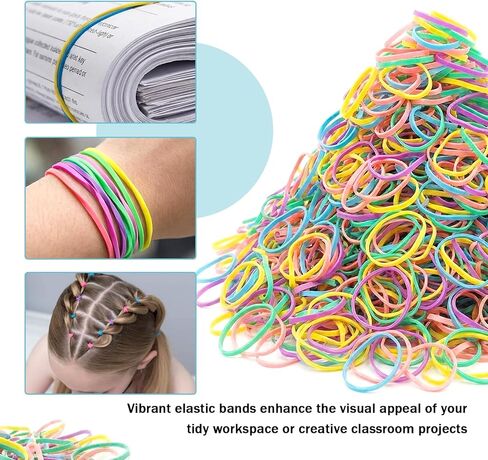1000PCS Multicolor Rubber Bands,Rubber Bands Office Supplies Assorted Size,Small Size Rubberbands for School Home Supplies (Red,Yellow, Blue,Green,Pink,Purple) in Kuwait