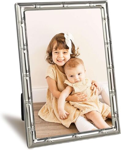 ACHAVINM 5x7 Picture Frame with Elegant Metal Bamboo Design, 5 x 7 Photo Frames with HD Real Glass, Versatile Display for Tabletop or Wall Mounting, Great for Home Decor and Gift Giving in Saudi Arabia