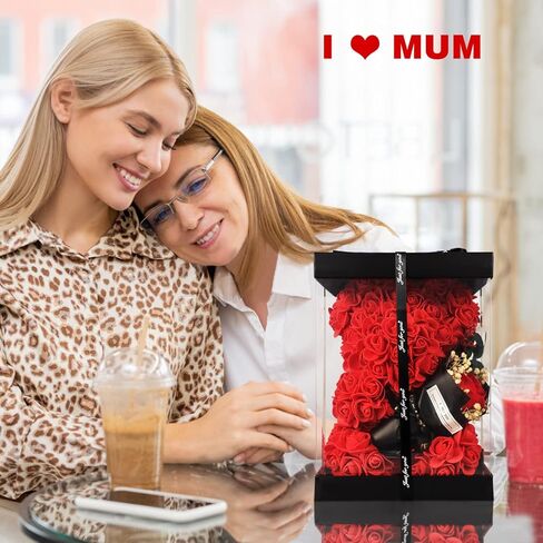 Romantic Valentines Gift for Her,Artificial Rose Teddy Bear with I Love You Necklace in 100 Languages Gift Set, the Perfect Anniversary or Birthday Present for Girlfriend, Wife, or Mom (Pink ) in Saudi Arabia