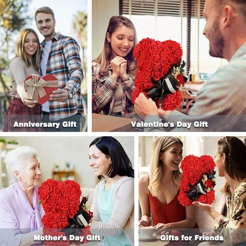 Romantic Valentines Gift for Her,Artificial Rose Teddy Bear with I Love You Necklace in 100 Languages Gift Set, the Perfect Anniversary or Birthday Present for Girlfriend, Wife, or Mom (Pink ) in Saudi Arabia