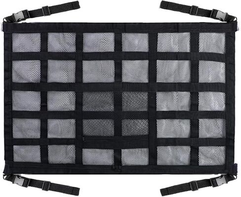 Car Ceiling Cargo Net, 35.4x25.6 Inch Large Overhead Storage Mesh Organizer with 1 Pockets, Double Layer Roof Bag for SUV Van, Camping Overlanding Gear, Adjustable Road Trip Essentials in Kuwait