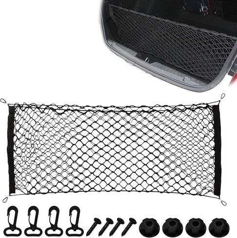 Car Cargo Nets Trunk Organizer, Adjustable Elastic Storage Mesh Double Layer with Hooks, Rear Cargo Net Accessories for Cars Trucks SUVs, Stretchable Heavy Duty Vehicle Organizer 39.4 x 15.7 Inch in Kuwait