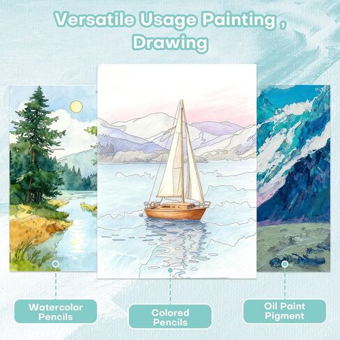 RGBMIX Nature Scenes Watercolor Paper Pad Cotton 140lb/300gsm 12 Sheets Watercolor Coloring Book 9x12'' Pre-Printed Line Art of Aurora, Waterfall, Forest, Glacier for Watercolor, Acrylic, Pencil in Saudi Arabia