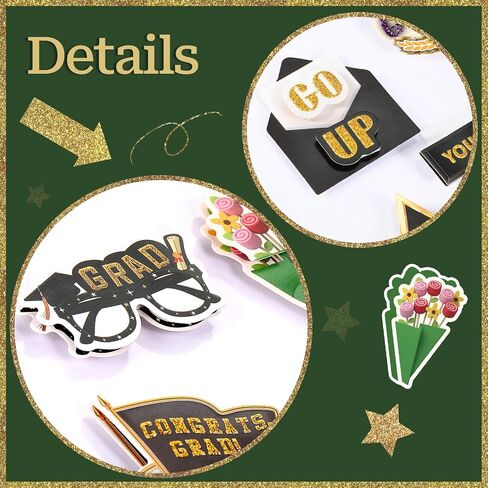 24 Pcs 3D Graduation Stickers Die-Cut Layer & Glitter Scrapbook Sticker Sheets, Graduate Theme Double Layer Dimensional Stickers for Card, Journaling, Scrapbooking, Vision Board, DIY Crafts in Kuwait