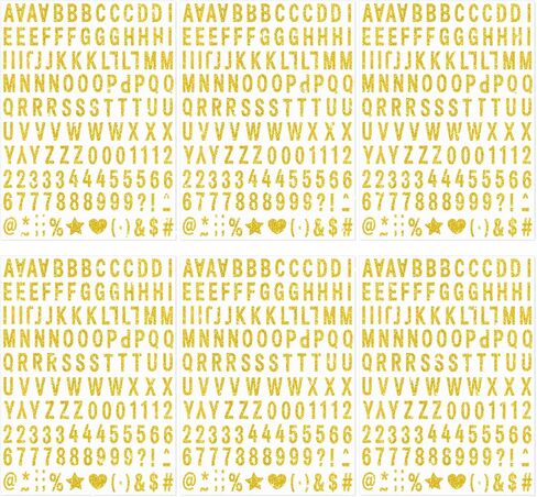 6 Sheets Gold Letter Stickers Glitter Alphabet Stickers 0.5 Inch Small Self-Adhesive ABC Number Stick on Letters for Graduation Cap Scrapbooking Notebook DIY Crafts Art Making Label Sign Decor (Gold) in Kuwait