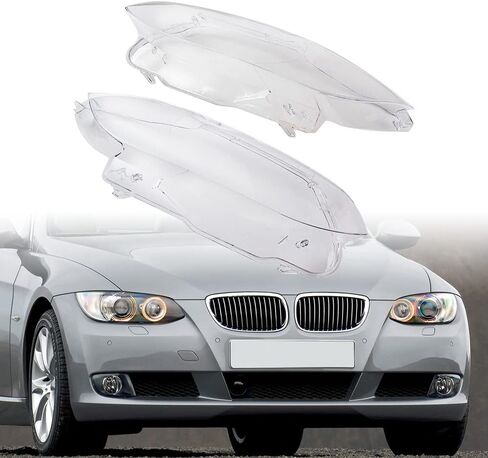 أغطية المصابيح الأمامية اليمنى اليسرى متوافقة مع 2006-2009 BMW E92 E93 328i 328xi 335i 335xi 2-Door 08-12 M3 غطاء المصابيح الأمامية عدسة شفافة، 63117182507 63117182518 63117182510 in Kuwait