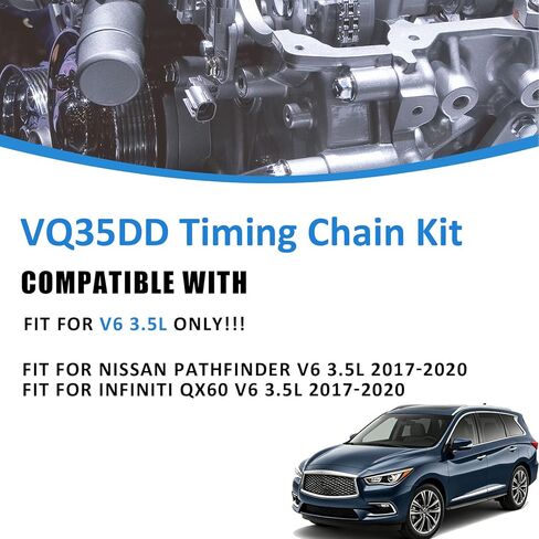 VQ35DD 3.5L Timing Chain Kit Fit for Nissan Pathfinder for Infiniti QX60 3.5L V6 2017-2020. Replace#130706KA0A 130706KA1B 130706KA1C 130216KA0A in Saudi Arabia