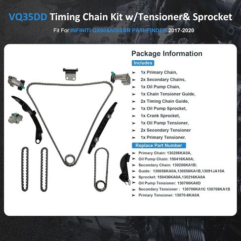 VQ35DD 3.5L Timing Chain Kit Fit for Nissan Pathfinder for Infiniti QX60 3.5L V6 2017-2020. Replace#130706KA0A 130706KA1B 130706KA1C 130216KA0A in Saudi Arabia