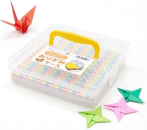 Japanese Origami Paper Storage Box - Made in Japan - Holds 400 Sheets of 6x6 Inch (15cm) Paper - Clear Plastic Craft Organizer with Easy Access Side Slots - Multi-Purpose Container in Saudi Arabia