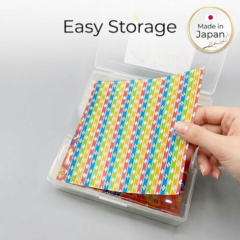 Japanese Origami Paper Storage Box - Made in Japan - Holds 400 Sheets of 6x6 Inch (15cm) Paper - Clear Plastic Craft Organizer with Easy Access Side Slots - Multi-Purpose Container in Saudi Arabia