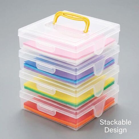 Japanese Origami Paper Storage Box - Made in Japan - Holds 400 Sheets of 6x6 Inch (15cm) Paper - Clear Plastic Craft Organizer with Easy Access Side Slots - Multi-Purpose Container in Saudi Arabia