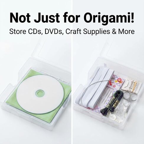 Japanese Origami Paper Storage Box - Made in Japan - Holds 400 Sheets of 6x6 Inch (15cm) Paper - Clear Plastic Craft Organizer with Easy Access Side Slots - Multi-Purpose Container in Saudi Arabia