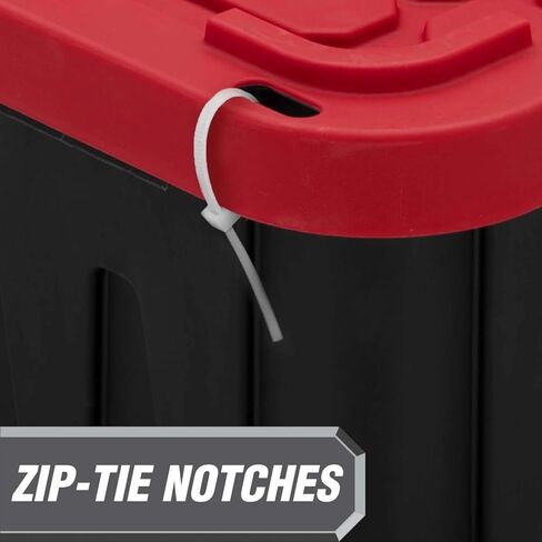 12 Gallon Small Storage Bin with Snap Lid, Black and Red, Heavy Duty Plastic Storage Container in Saudi Arabia