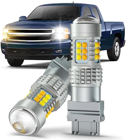 LED Turn Signal Bulbs for 2007-2013 Chevrolet Silverado 1500 2500 3500, Dual Color White/Amber Switchback DRL Parking Lights, 2PCS in Saudi Arabia