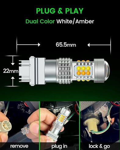 LED Turn Signal Bulbs for 2007-2013 Chevrolet Silverado 1500 2500 3500, Dual Color White/Amber Switchback DRL Parking Lights, 2PCS in Saudi Arabia