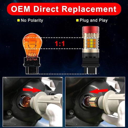 4157NA 3157NA Switchback LED Front Turn Signal Light Bulbs for 2001-2013 Chevy Silverado 1500 2500 3500 HD Parking Light, Blinker Light Anti Hyper Flash Amber White Dual Color Resistor CANBUS in Kuwait