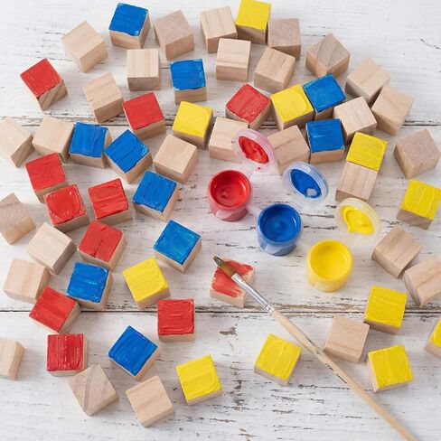 60 Pcs Unfinished Wood Blocks for Crafts, 0.5inch/1.25cm Mini Natural Pine Wood Cubes, Blank Square Wooden Blocks for DIY Dice STEM Building Stacking Decorating in Kuwait