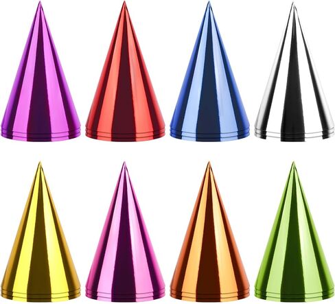 24PCS Colorful Birthday Party Hats Mini Party Hats for Adults Small Metallic Foil Cone Hat for Birthday Carnival Party Supplies, Accessories in Saudi Arabia